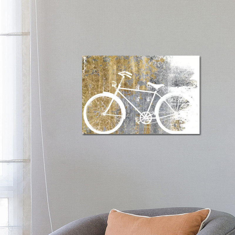 Gilded Bicycle 1 Piece Wrapped Canvas Wall Art, 66.04 cm H x 45.72 cm W x 1.91 cm D, Wrapped Canvas