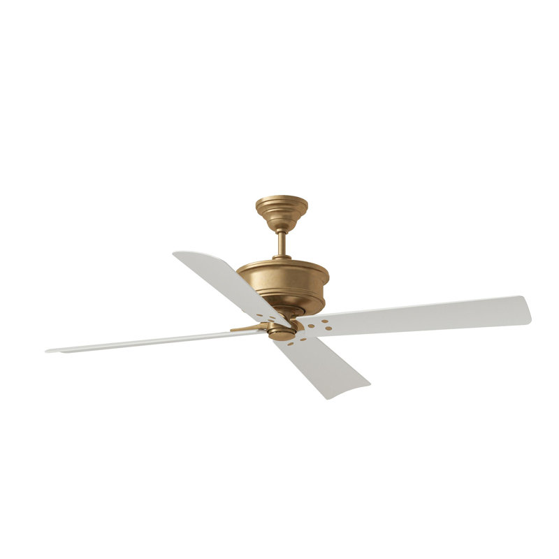 Downrod Ceiling Fan, Hand Rubbed Brass