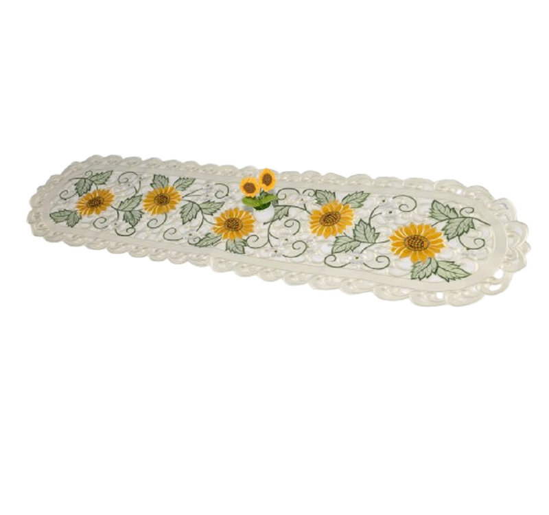 Chemin de table tournesol brodé, L 16 po x L 54 po