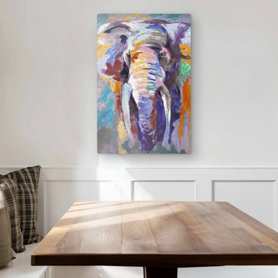 Elephant in Pastel Color - Metal Print for Animal Bedroom Decor