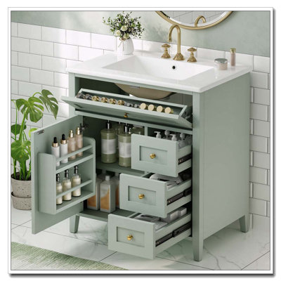Meuble-lavabo de 30 po avec lavabo et grand rangement
