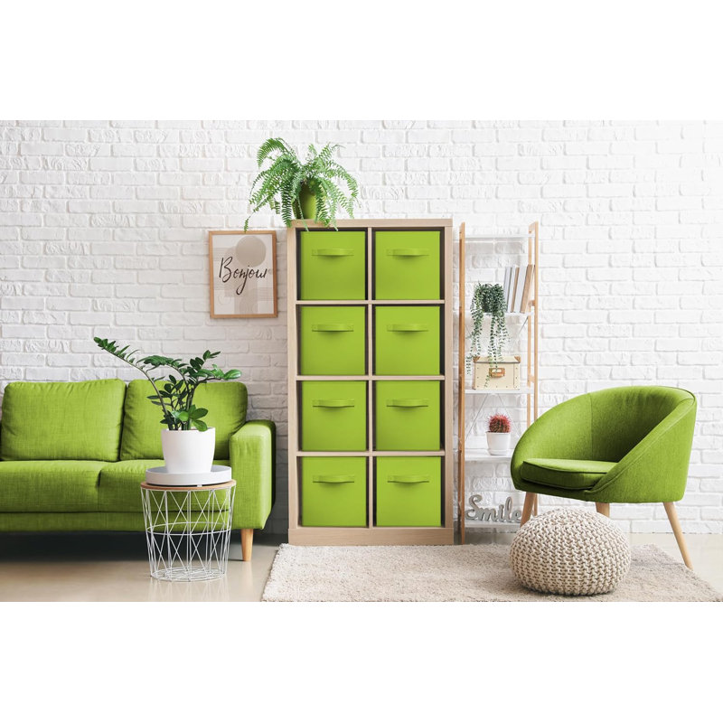 8 Pack 11" Foldable Storage Cubes with Handles, Green