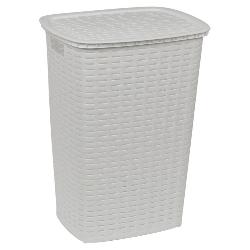 Plastic Laundry Hamper, White