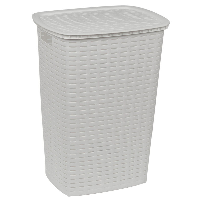 Plastic Laundry Hamper, White