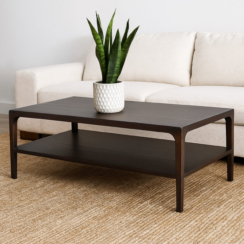 Table basse Geni, plateau supérieur rectangulaire de 48 pouces de style Parsons gris