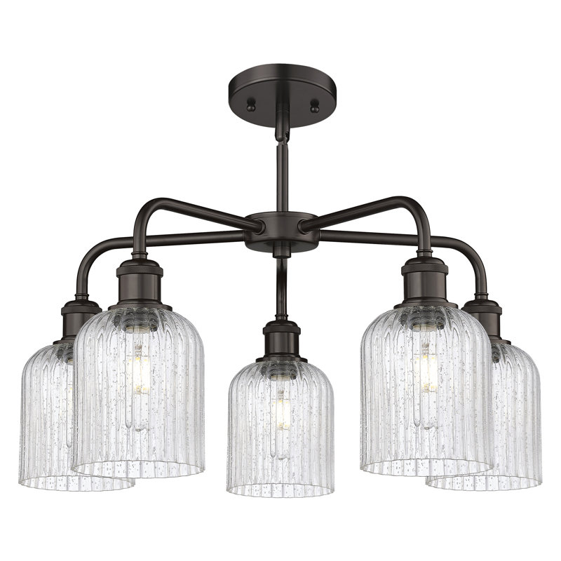 Ballston - Trig - 5 Light 23" Stem Hung Chandelier, Seedy, Oil Rubbed Bronze