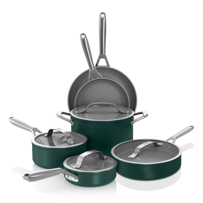 Ninja Neverstick Ceramic Pro 10-piece Cookware Set, British Racing Green