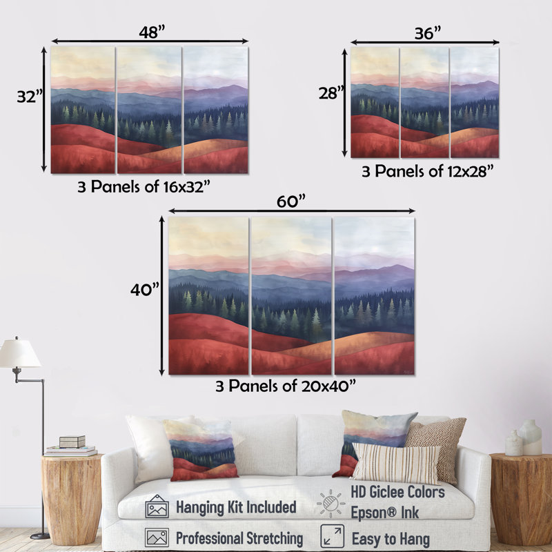 Christner - ensemble d'art mural campagne, H 28 po x l 36 po x P 1 po, Toile tendue