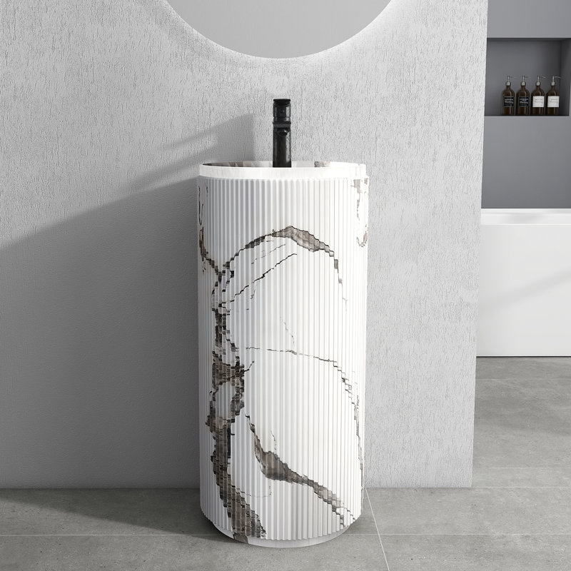 Lavabo de salle de bain sur pied 15,7 po à surface solide texturé sur pied