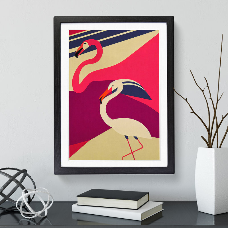Flamingos - Wall Art, Black Framed Paper, 34cm H x 25cm W x 2cm D