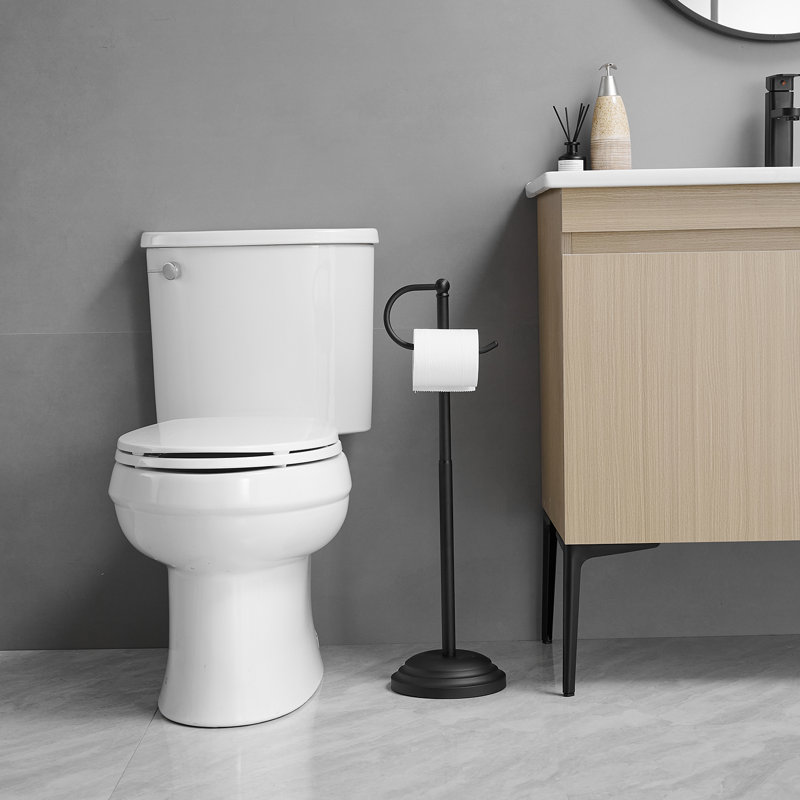 Porte-papier hygiénique sur pied, Noir mat