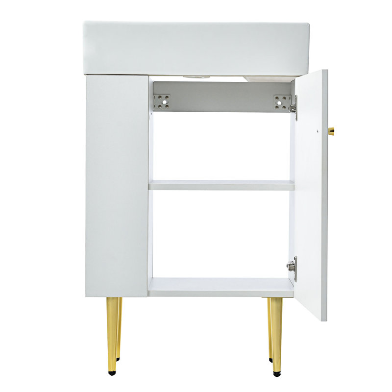 Sedat 12.2 " W Freestanding Standard Free Standing 1 Single Vanity Bathroom Vanity With Ceramic Top