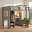Lit mezzanine double en bois massif avec bureau en L, garde-robe, armoire de rangement, ports USB et lumières DEL Smart APP-133661440-133661438