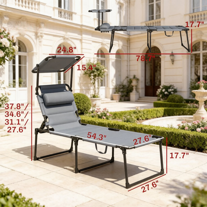 Méridiennes de patio portatives réglables, méridienne d'extérieur moderne en acier
