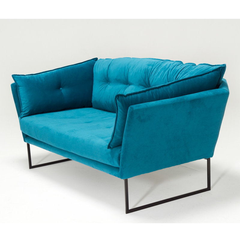 Causeuse rembourrée Hamdia, 100 % polyester turquoise
