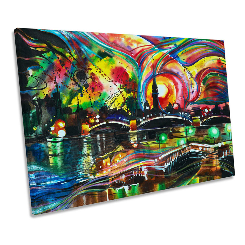 Funky Abstract City Scene - Wrapped Canvas Print, 30.5cm H x 45.7cm W x 2cm D