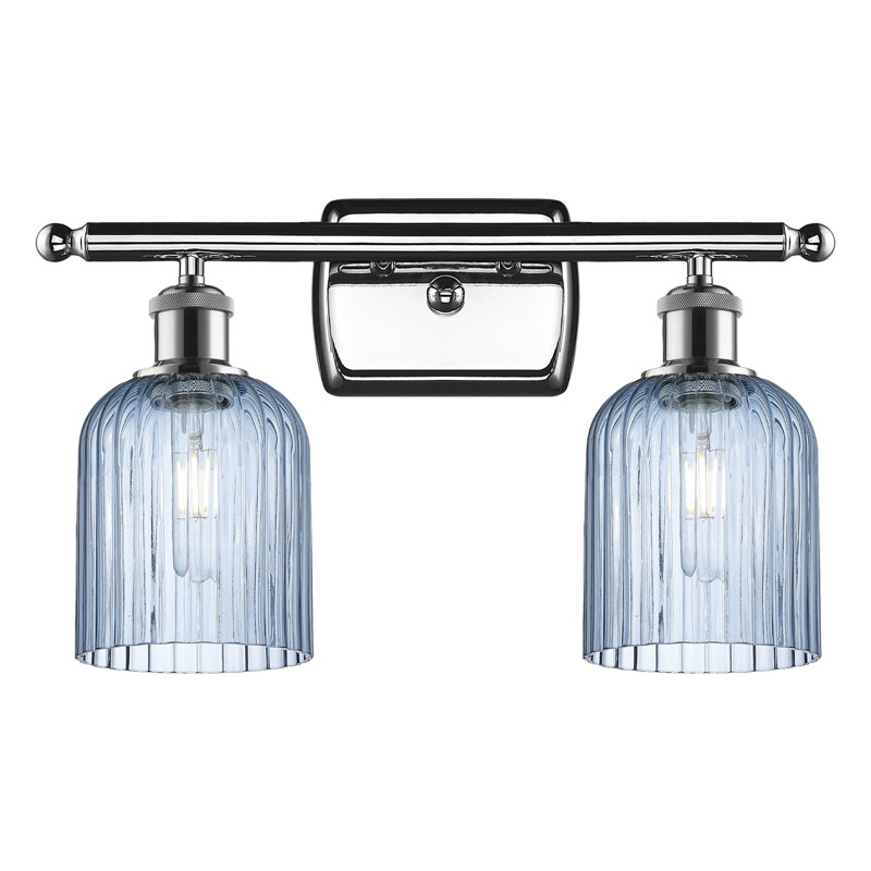 Éclairage pour salle de bain à intensité variable en métal à 2 lumières avec abat-jour en verre l 15 po Brysin, Chrome poli