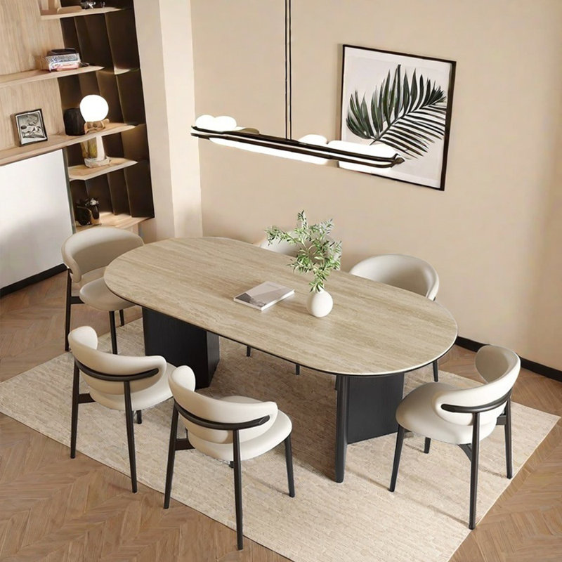 Ensemble de table de salle à manger ovale de style français, H 29,53 po x L 78,74 po x l 31,5 po