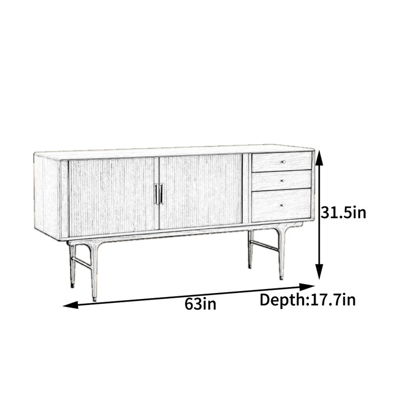 Buffet industriel en bois massif minimaliste