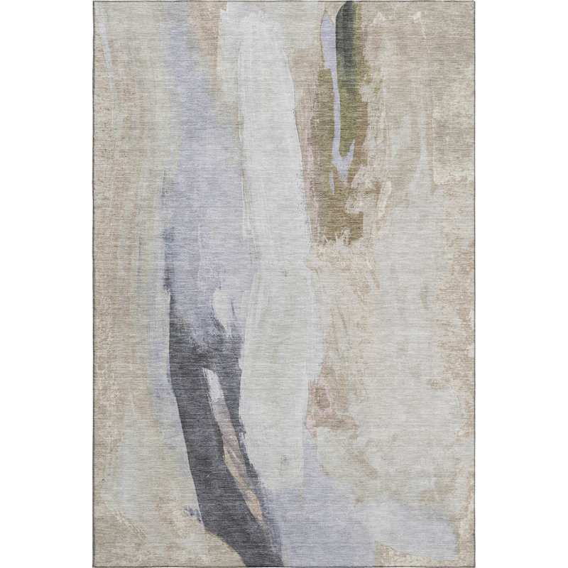 Tapis abstrait lavable à la machine de qualité supérieure AMF1987, Rectangulaire 8 pi x 10 pi