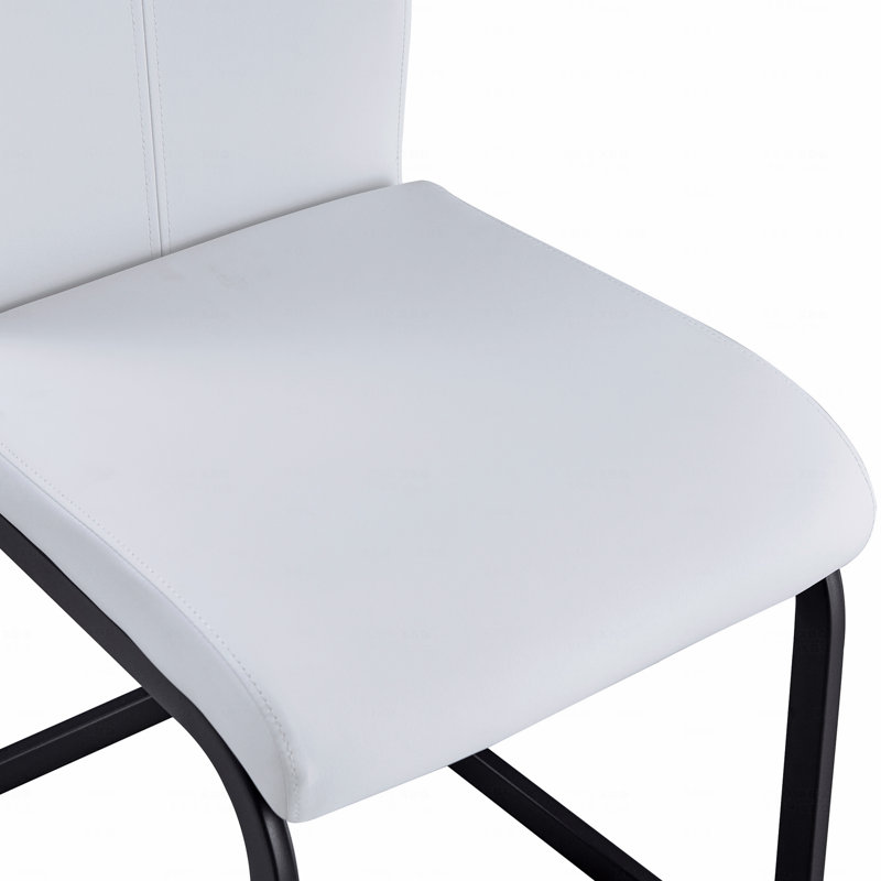 Chaise de salle à manger, chaise d'appoint rembourrée en similicuir à haut dossier avec pieds en métal en forme de C