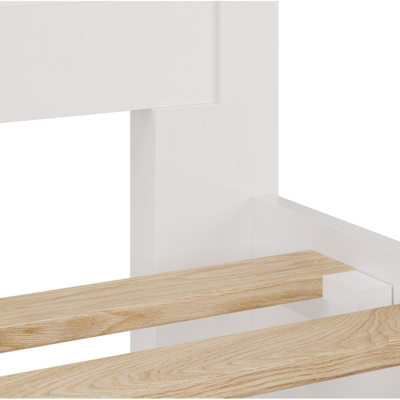 Lit plateforme avec rangement Renee, Blanc, Double