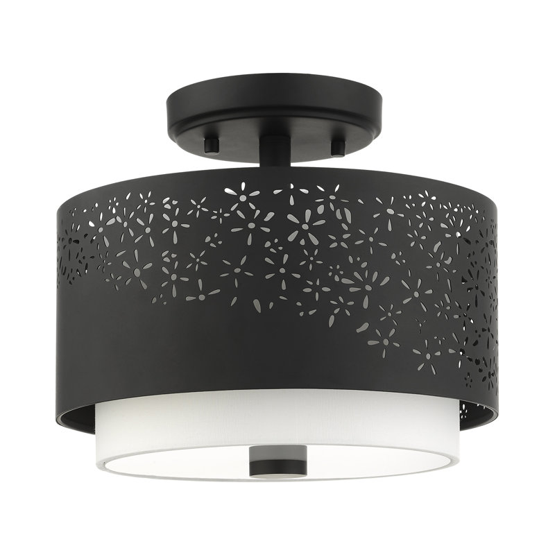 Plafonnier semi-encastré cylindrique à 2 lumières Bevil, Noir