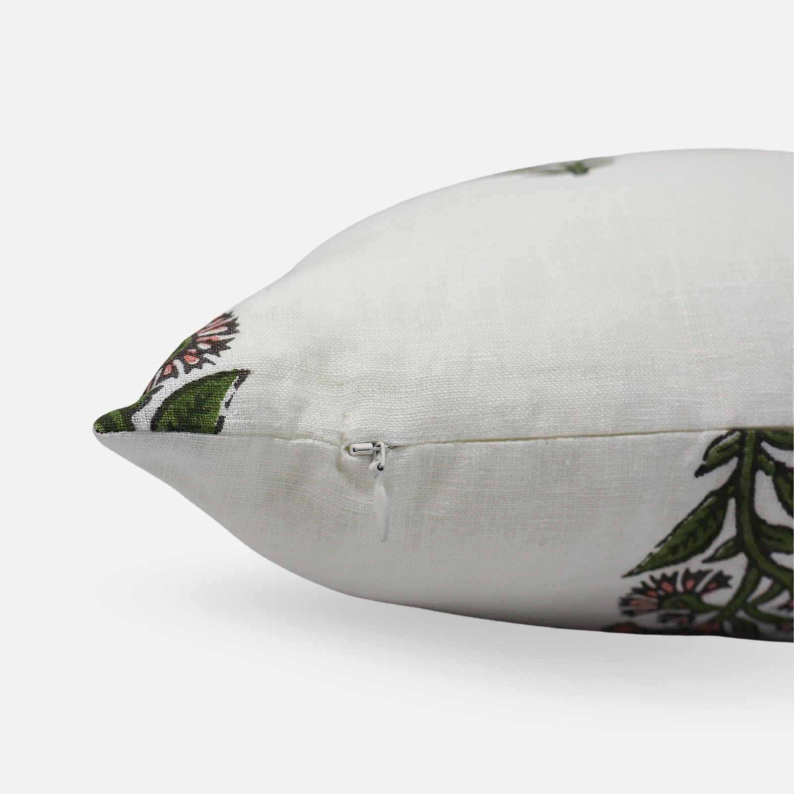 Linen Pillow Cover, Square 20", Pink/Green Floral