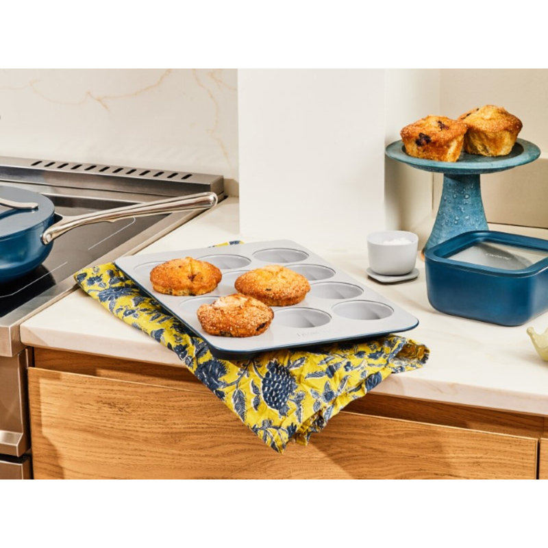 Caraway 12 Cup Nonstick Ceramic Muffin Pan, Navy, Navy