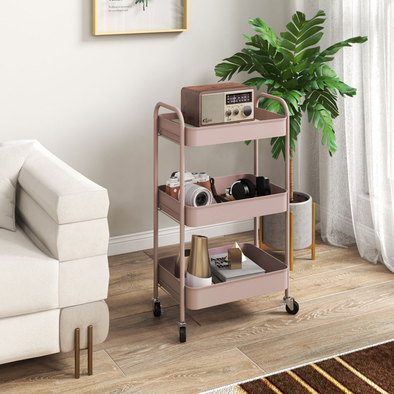 Okemia 79cm H x 45cm W Utility Cart with Wheels, Pink