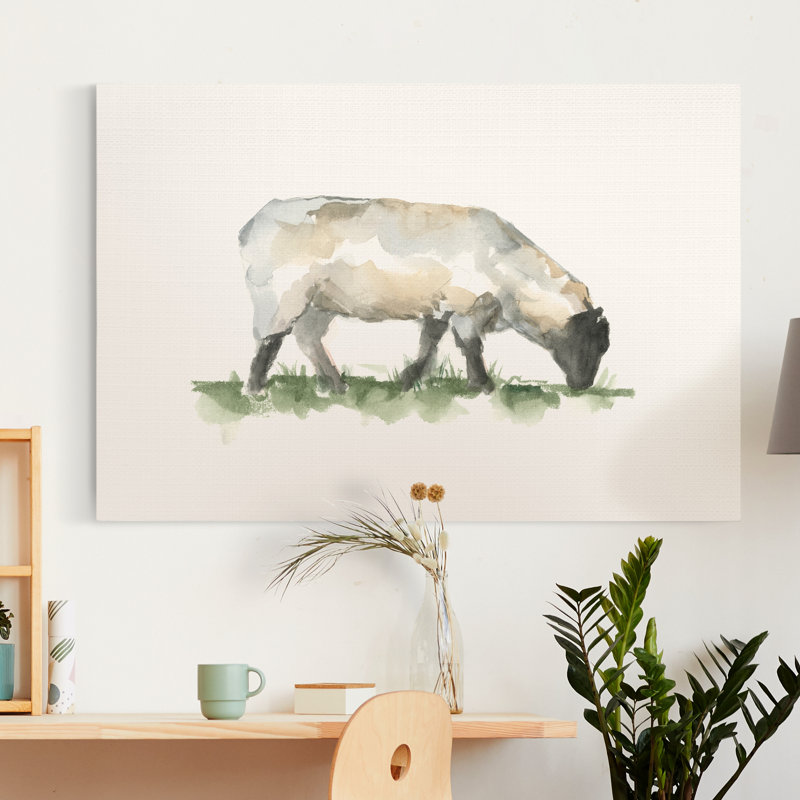 Reproduction d’art sur toile tendue « pâturage Farm animal III », H 12 po x l 8 po x P 1 po