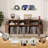 Large Round Record Player Stand with Charging Station, Vinyl Record Storage Cabinet with Sliding Door, Mid Century Modern Turntable Stand with Open Shelves for Bedroom Living Room-61306267-57485511