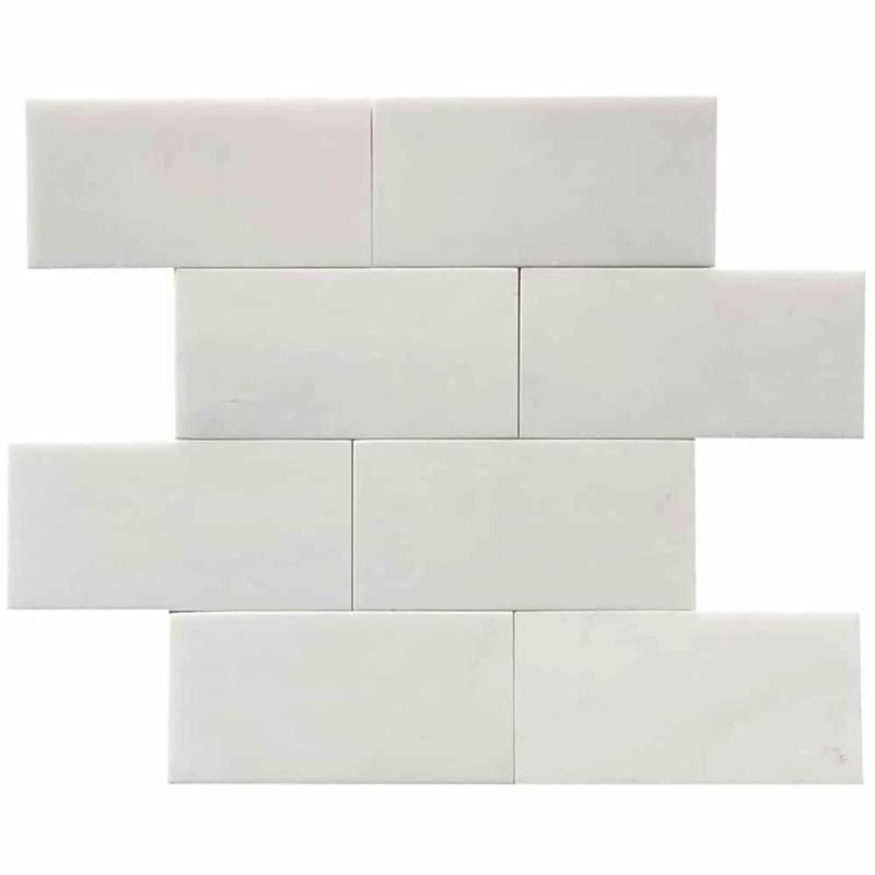 Carreau de sol et de marbre aspect marbre 3 po x 6 po, Blanc sablé