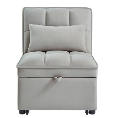 4 in1 Multi-Function Single Sofa Bed with Storage Pockets,Convertible  Chaise Lounge