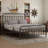Victorian Style Metal Platform Bed Frame Queen Size White, Ornate Scrollwork Headboard Footboard with Under Bed Storage, No Box Spring Needed Elegant Bedroom Furniture-859751793-859751795