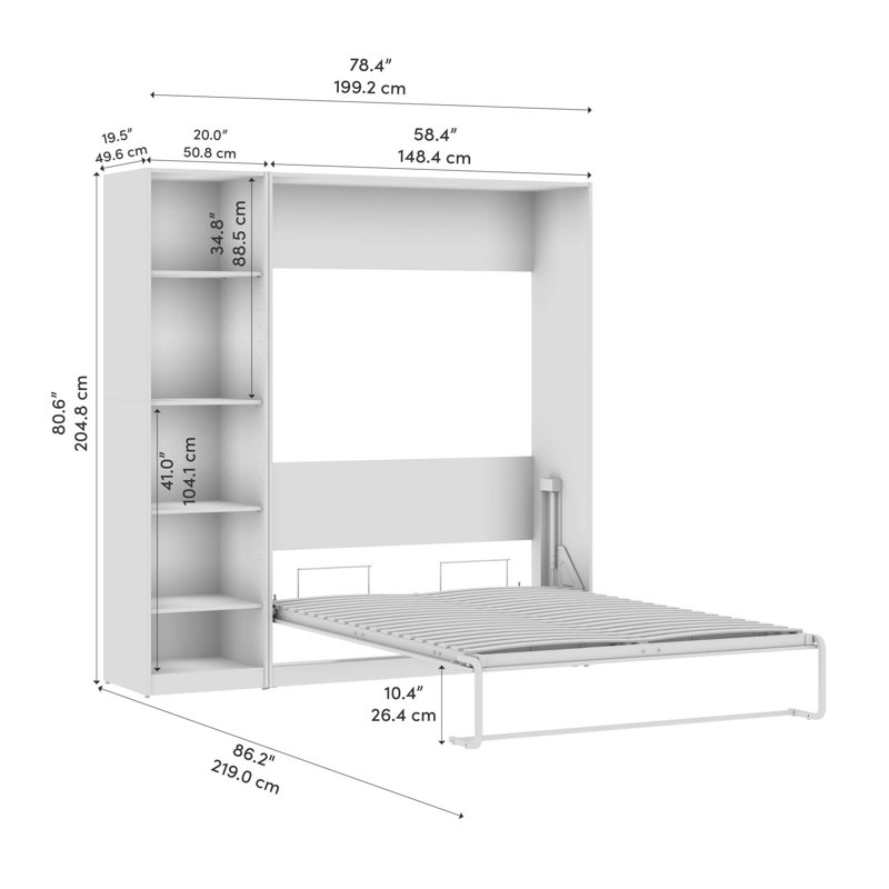 Oneybrook Metal Murphy Bed, Platinum Gray, Full / Double