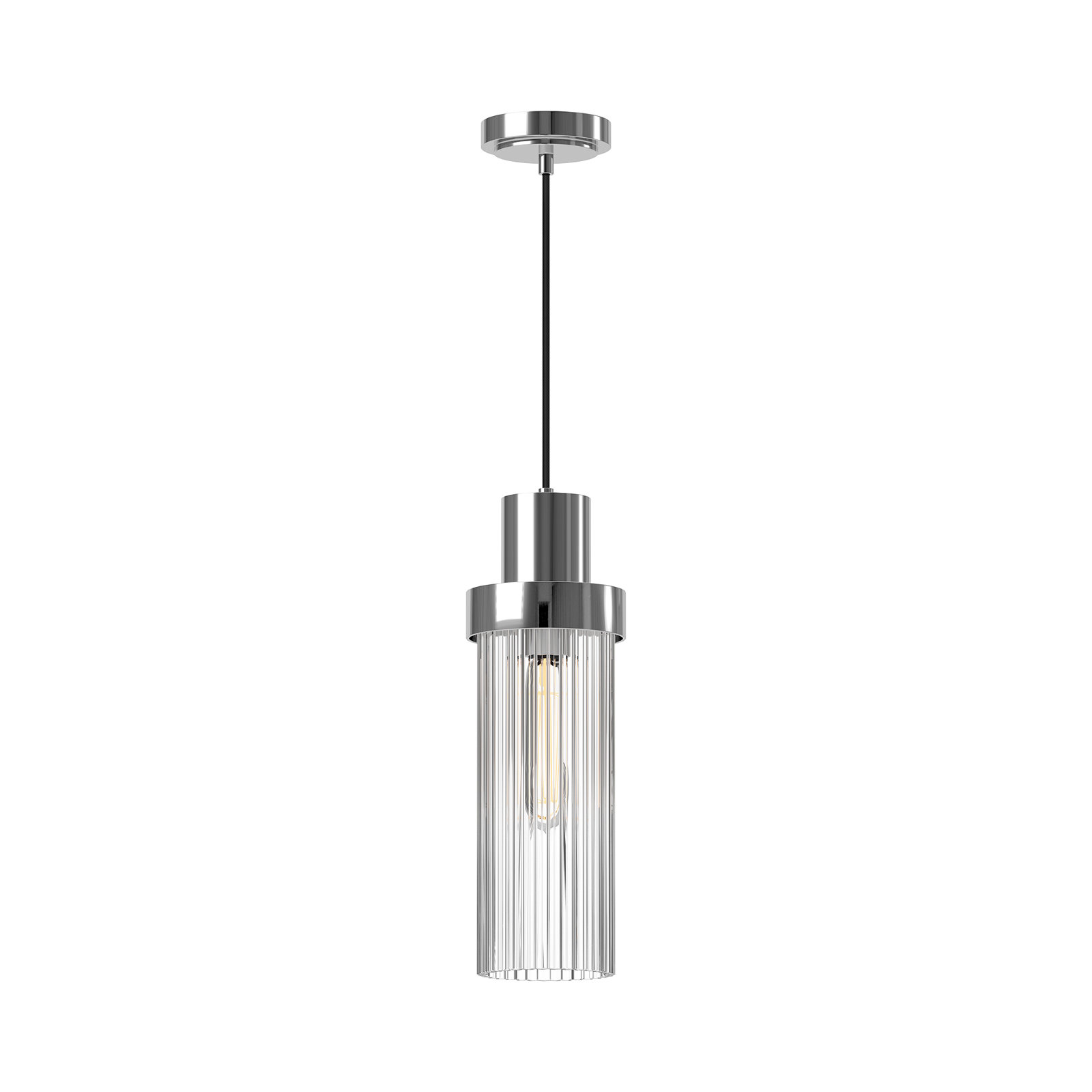 Hermit Single Light Ribbed Glass Pendant, Chrome