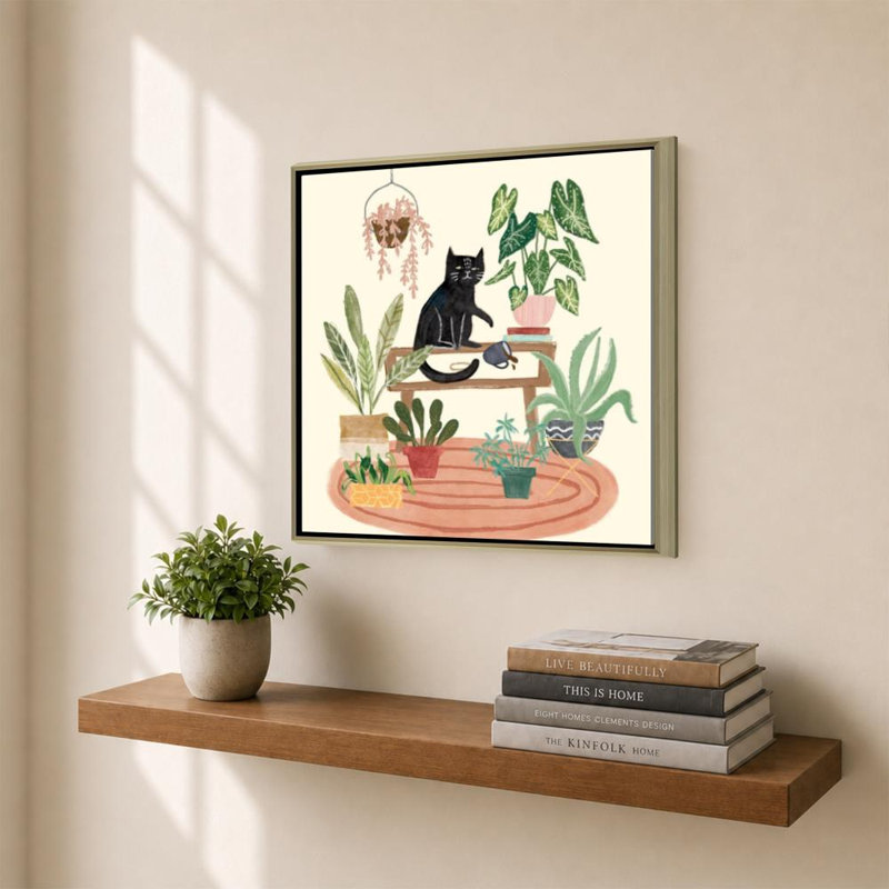 Urban Jungle II par Mary Urban - Impression sur toile, H 30 po x l 30 po, Cadre flottant biseauté, Champagne
