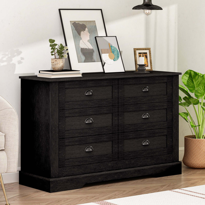 Commode 6 tiroirs Eshmaal, Gris foncé