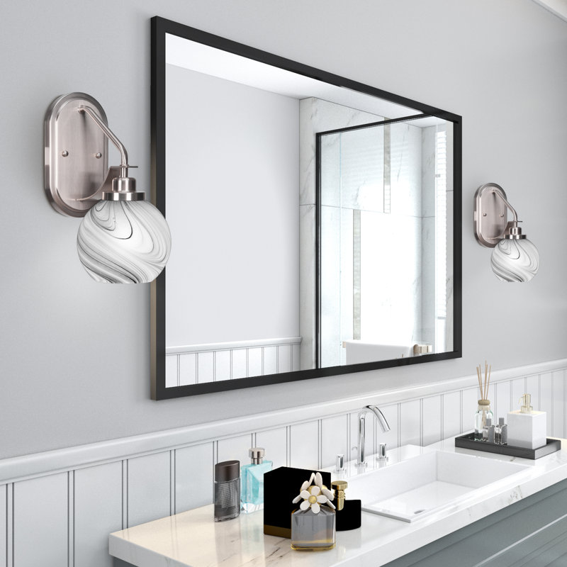 Applique murale Alirra avec verre de 5,75 po, Gris, Nickel brossé, Globe Shape