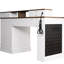 Bureau blanc de 55 po avec station de charge, plateau à clavier et glissières de tiroir pour un espace de travail bien rangé