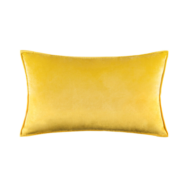  Housse et insert de coussin carré en velours, Jaune, H 14 po x l 20 po x P 1 po, Housse de coussin seulement - sans coussin