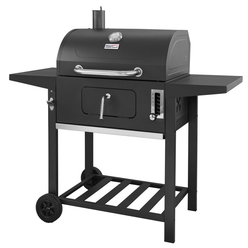 Royal Gourmet  24" Barrel Charcoal Grill with Side Shelves