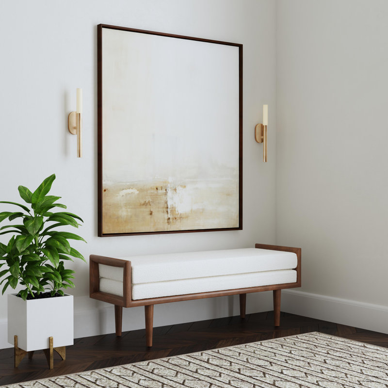 Fudo Upholstered Bench With Wood Base - Cream Boucle