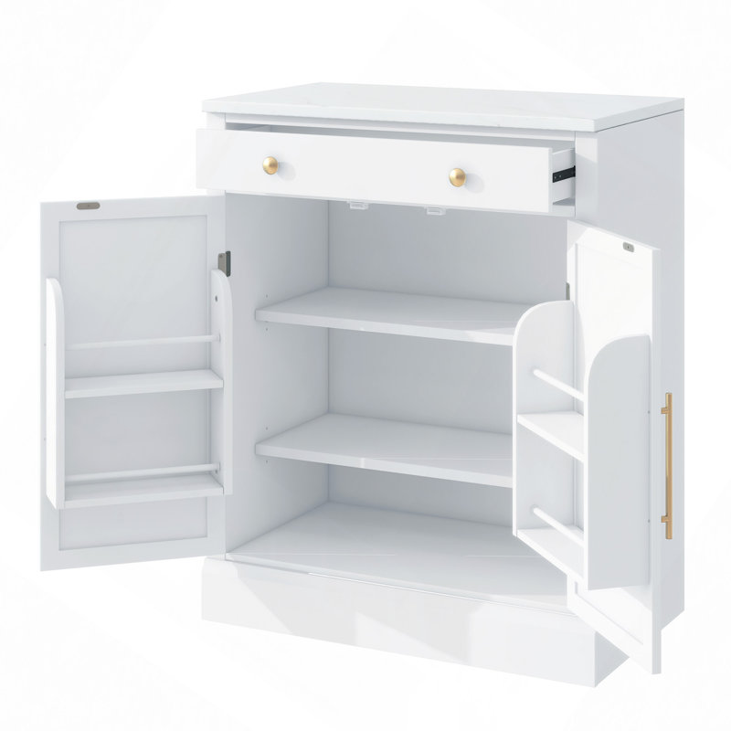 Garde-manger moderne autoportant, rangement pour nourriture buffet, armoire à café avec tiroir, 2 tablettes réglables et 2 tablettes de porte pour la salle à manger, la cuisine, ensemble de 2