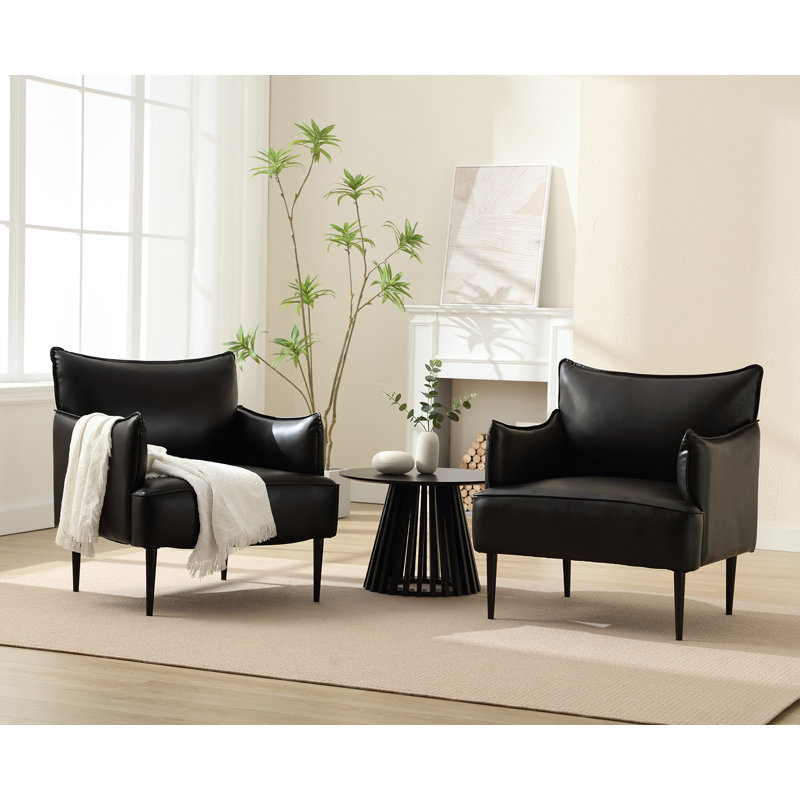 Chaise d'appoint de 29,75 po de largeur, Similicuir noir