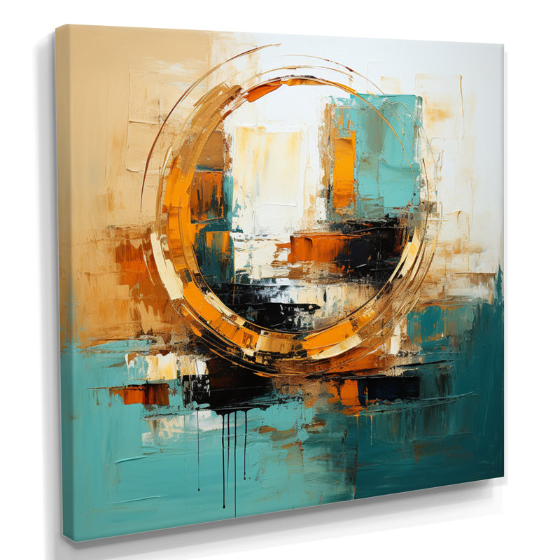 Gilded Simplicity - Art mural abstrait, H 16 po x l 16 po x P 1 po, Toile tendue