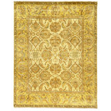 Hand Knotted Wool Area Rug in Cream And Gold