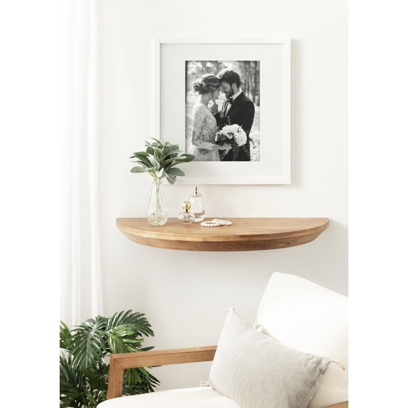 Canvey Half Moon Solid Wood Floating Table Shelf, 2.25" H x 28" W x 14" D