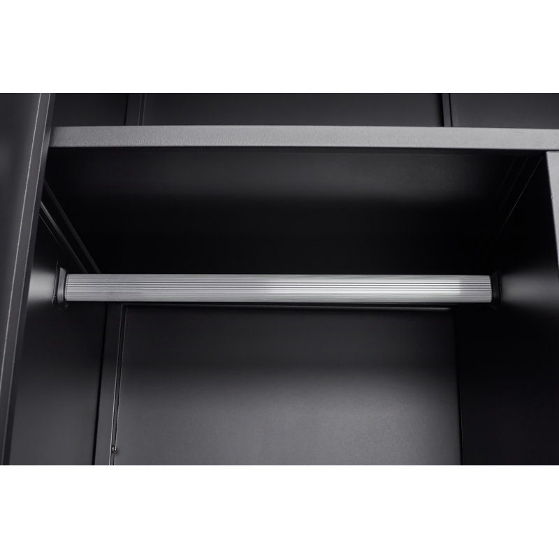 Armoire-penderie en métal avec tringle, tablettes réglables et portes